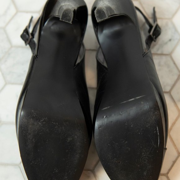 Black leather slingback heels - Picture 4 of 8